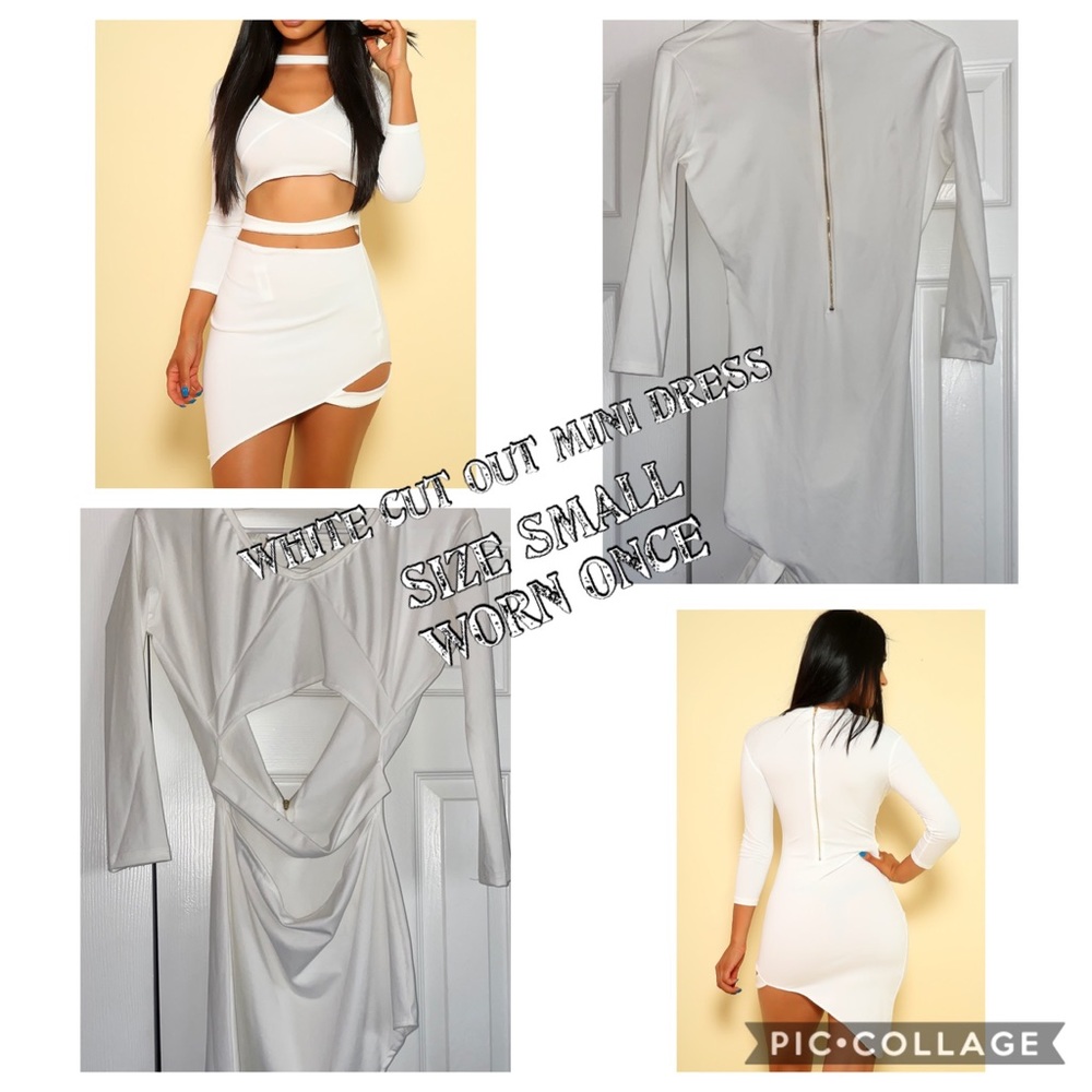 Sexy cut out clubbing dress white